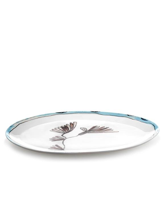 Serax Midnight Flowers Bord ovaal °2 L - 465x300x24mm - Camelia Aubergine