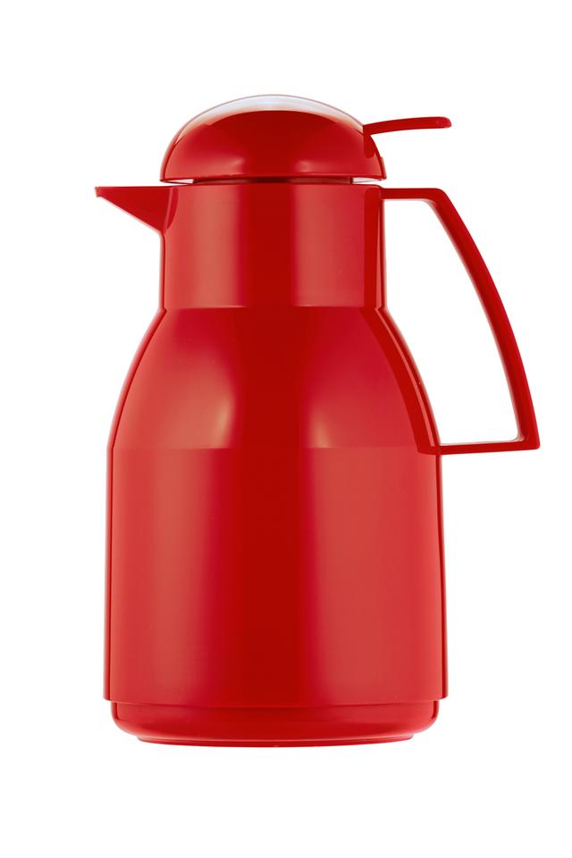 Helios Top Push Thermoskan kunststof - 1Ltr - Rood