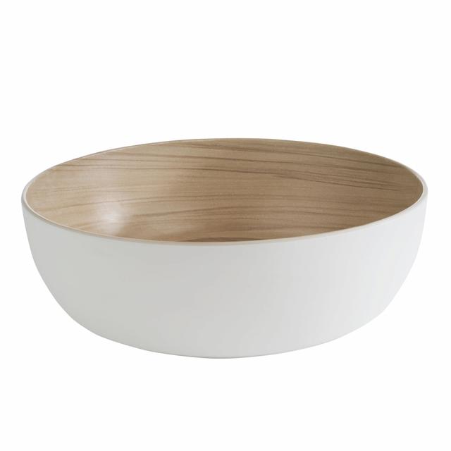 APS Schaal Frida - Ø300mm - H 95mm - Wit/houtlook