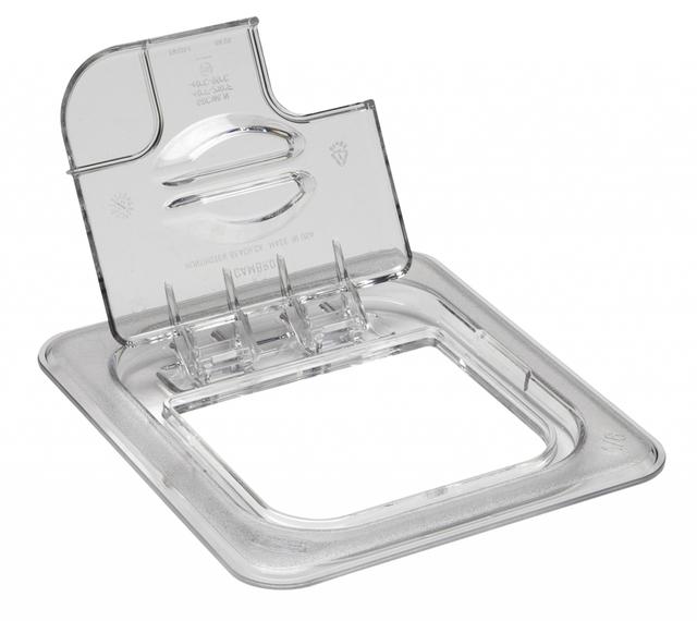 Cambro Deksel met lepeluitsparing, greep en scharnierdeksel 1/6 GN - Clear
