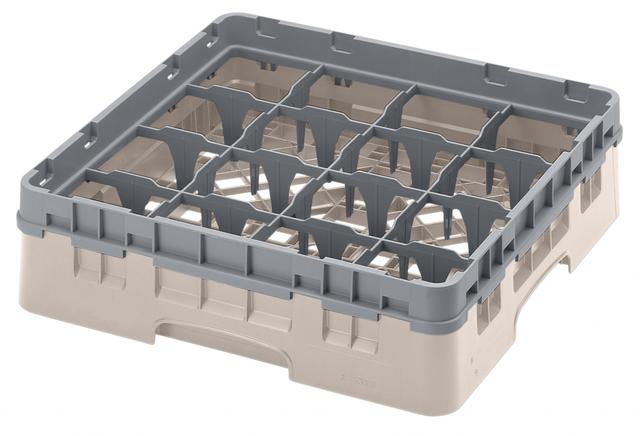 Cambro Voetglazenkorf met 1 opzetstuk - 500x500 H 143mm max 92mm 16 compartimenten - Beige