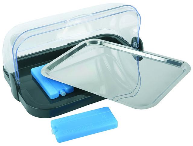 APS Buffetvitrine Doppeldecker 1 rolltop deksel - 440x320x205mm - Zwart