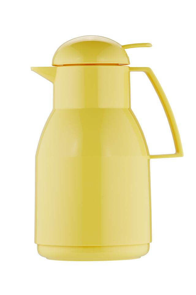 Helios Top Push Thermoskan kunststof - 1Ltr - Geel