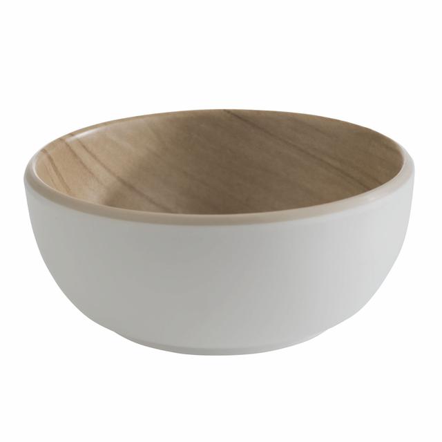 APS Schaal Frida - Ø85mm - H 35mm - Wit/houtlook