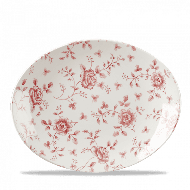 Churchill Vintage Prints Coupebord plat ovaal - 317x255mm - Cranberry Rose Chintz