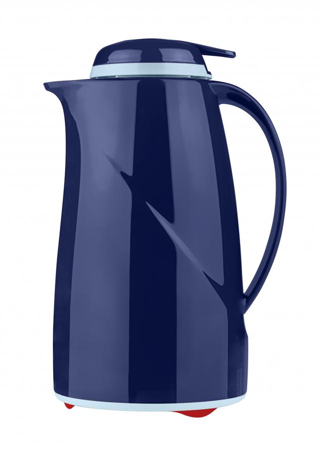 Helios Wave Push Thermoskan kunststof - 1Ltr - Donkerblauw