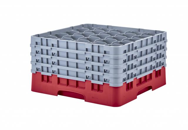 Cambro Voetglazenkorf met 4 opzetstukken - 500x500 H 267mm max 238mm 20 compartimenten - Red