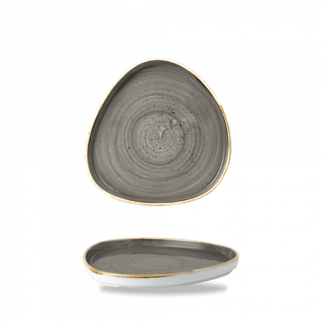 Churchill Stonecast Bord plat driehoek met opstaande rand - B 200mm - Peppercorn Grey