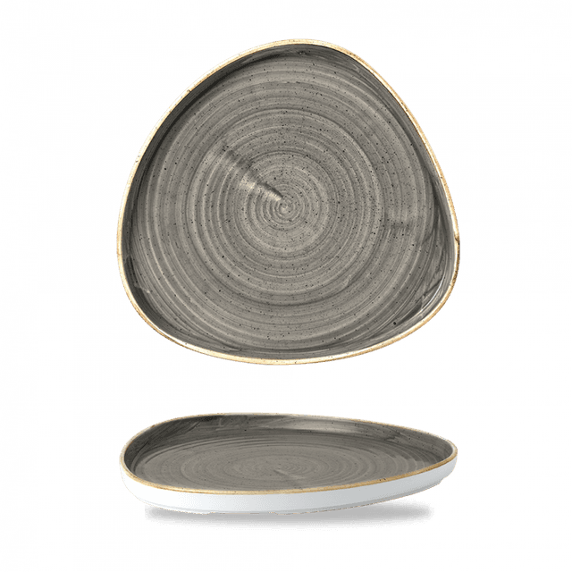 Churchill Stonecast Bord plat driehoek met opstaande rand - B 260mm - Barley White