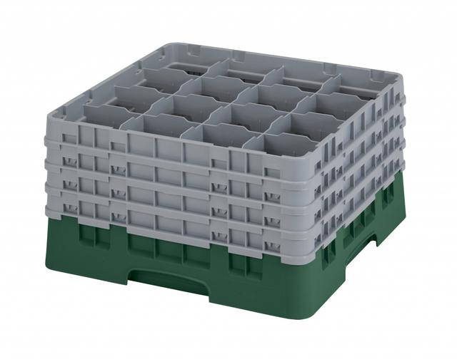 Cambro Voetglazenkorf met 4 opzetstukken Low profile - 500x500 H 267mm max 238mm 16 compartimenten -