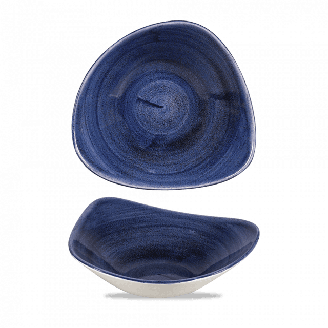 Churchill Stonecast Patina Schaal driehoek - B 235mm - Cobalt Blue