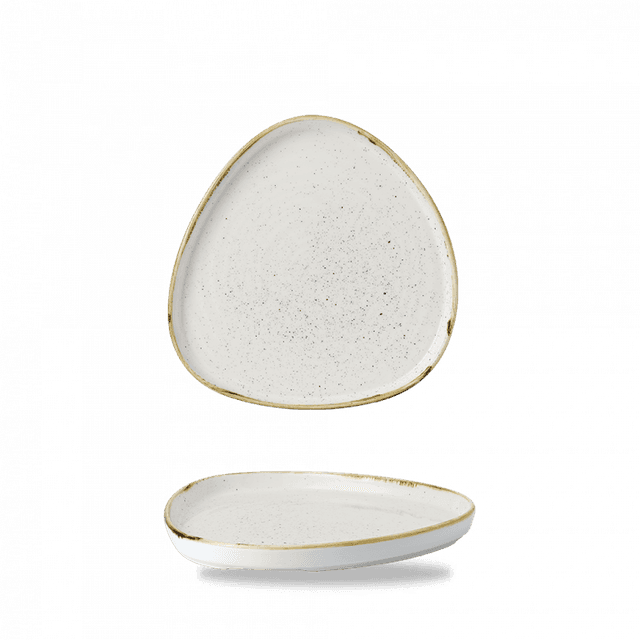 Churchill Stonecast Bord plat driehoek met opstaande rand - B 200mm - Barley White